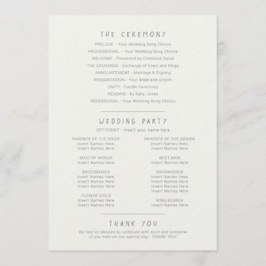 グラスベリー水のカラースケッチ秋の結婚式 プログラム (裏面)