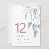 グラスベリー秋の結婚式ピンクブルーテーブル番号 (正面)