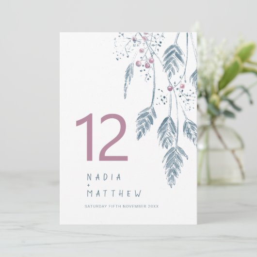 グラスベリー秋の結婚式ピンクブルーテーブル番号 (スタンド正面)