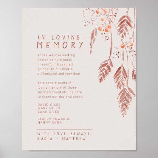 グラスベリー秋の結婚式メモリアル記憶 ポスター (正面)