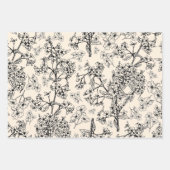 グラスメアガーデンヴィンテージ植物模様ブラック ラッピングペーパーシート (正面2)