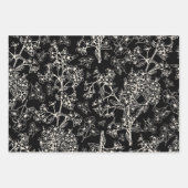 グラスメアガーデンヴィンテージ植物模様ブラック ラッピングペーパーシート (正面)