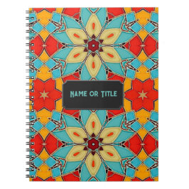 グラスモザイク – 明るいフォークアートルック – あなたのタイトル ノートブック