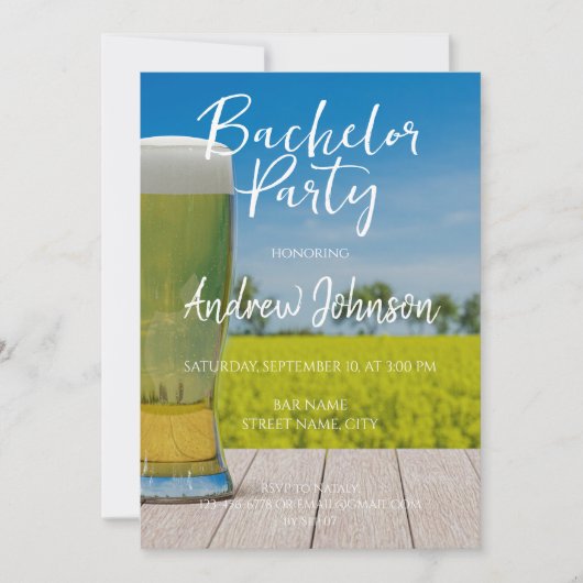 グラスワンのライトビールが会場に 招待状 (正面)