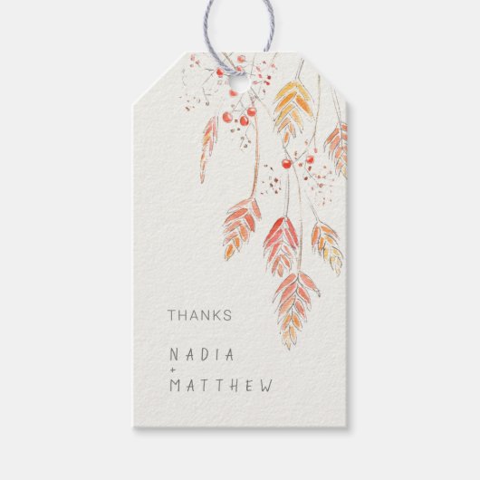 グラス結婚ベリーのオレンジ色クリーム ギフトタグ (正面)