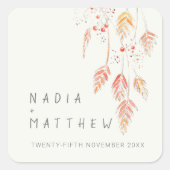 グラス結婚ベリーのオレンジ色クリーム スクエアシール (正面)