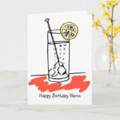 グラス誕生日 カード (黄色い花)