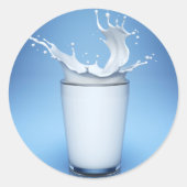 グラス飲料のステッカーにミルクを跳ね上げる ラウンドシール (正面)