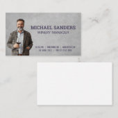 グラス1杯のワインを片手に微笑む人 名刺 (正面/裏面)