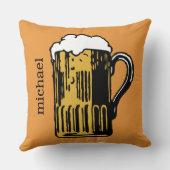グラス・オブ・ビール名前をカスタムする&カラー装飾用クッション クッション (裏面)