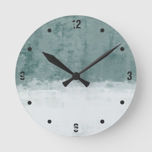 グラス·グリーン·ホワイト·抽象芸術 ラウンド壁時計 (正面)