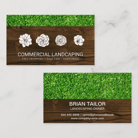 グラス |木目 |花 |造園 名刺 (正面/裏面)