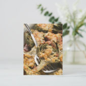 グラタン詰まったトッピング付きアーティチョーク ポストカード (スタンド正面)