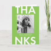 グラッはっきりしたドライムグリーン写真卒業 サンキューカード (正面)