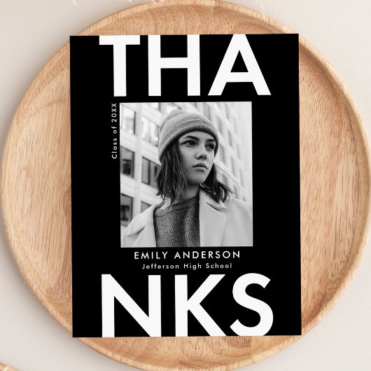 グラッはっきりしたド・ブラック写真卒業ありがとう ポストカード