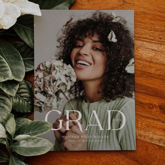 グラッエレガントドオーバーレイ文字卒業発表 サンキューカード