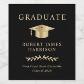 グラッエレガントドキャップブラック金ゴールド卒業パーティー ワインラベル (シングルラベル)