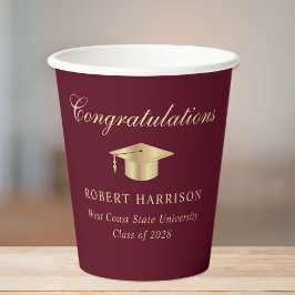 グラッエレガントドキャップブルゴーニュ金ゴールド卒業党 紙コップ