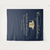 グラッエレガントドキャップブルー金ゴールド卒業へようこそ タペストリー (正面(横))