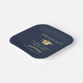 グラッエレガントドキャップブルー金ゴールド卒業パーティー ペーパープレート (傾斜あり)