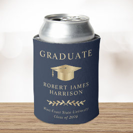 グラッエレガントドキャップブルー金ゴールド卒業パーティー 缶クーラー