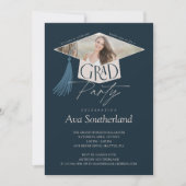 グラッエレガントドキャップ&タッセル写真卒業パーティー 招待状 (正面)