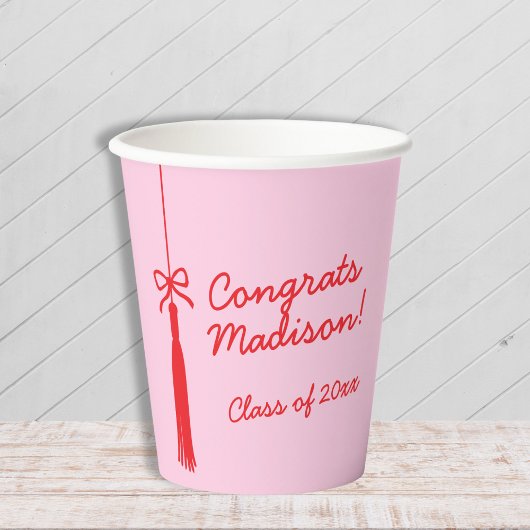 グラッエレガントドタッセルボーピンクレッド2025卒業 紙コップ