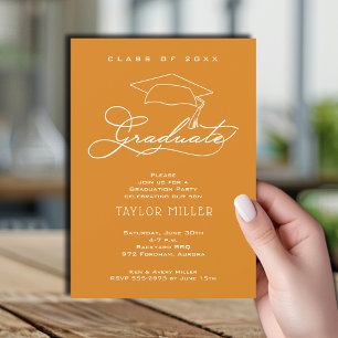 グラッエレガントドハットライトオレンジ卒業 招待状