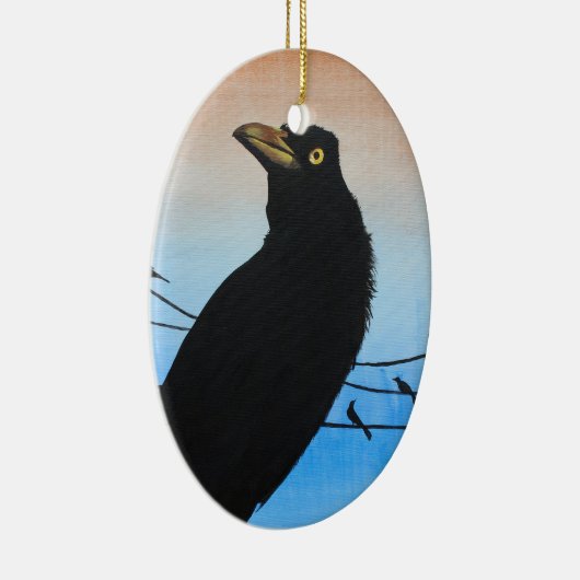 グラックルオースティンテキサス州ブラックバード野生生物絵画ズ セラミックオーナメント (右)