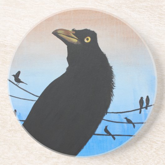 グラックルオースティンテキサス州鳥の鳥獣絵画の野生動物 コースター (正面)