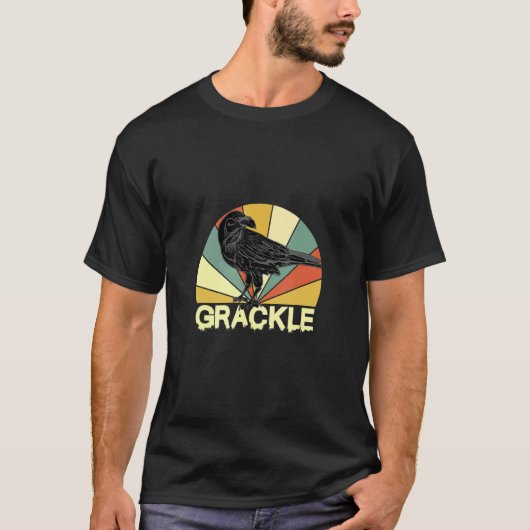 グラッケル鳥 レトロ動物 ヴィンテージ動物 Tシャツ (正面)