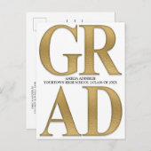 グラッスタイリッシュド発表招待状ホワイト金ゴールド インビテーションポストカード (正面/裏面)