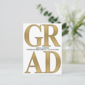 グラッスタイリッシュド発表招待状ホワイト金ゴールド インビテーションポストカード (スタンド正面)