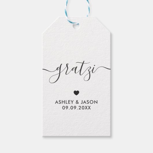 グラッツィギフトラベル結婚's Thank Youラベル、クラフト  ギフトタグ (正面)