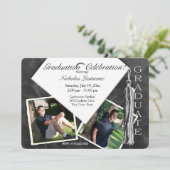 グラッドキャップとタッセルツインフォト 招待状 (スタンド正面)