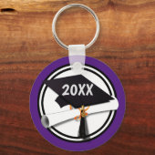 グラッドキャップスクールカラーズブラックパープル キーホルダー (正面)