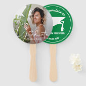 グラッドキャップモダン大学院写真グリーン ハンドファン (正面&裏面)