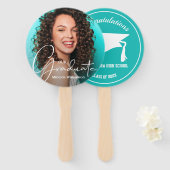 グラッドキャップモダン大学院写真ターコイズ ハンドファン (正面&裏面)