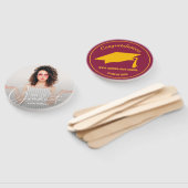 グラッドキャップモダン大学院写真マルーン金ゴールド ハンドファン (組立なし)