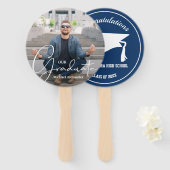 グラッドキャップモダン大学院写真青 ハンドファン (正面&裏面)