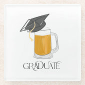 グラッドキャップ付き卒業ビール ガラスコースター (正面)