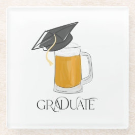 グラッドキャップ付き卒業ビール ガラスコースター