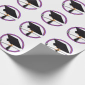 グラッドキャップ付き/ディプロマ – スクールカラーズパープル&金ゴールド ラッピングペーパー (角)