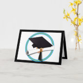 グラッドキャップ付き/ディプロマ – スクールカラー金ゴールド&リットブルー カード (黄色い花)