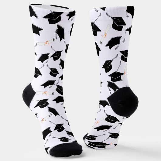 グラッドキャップ卒業証書パターン卒業 ソックス (傾斜あり)