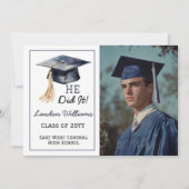 グラッドキャップ彼はそれを行った3写真卒業 案内状 (正面)