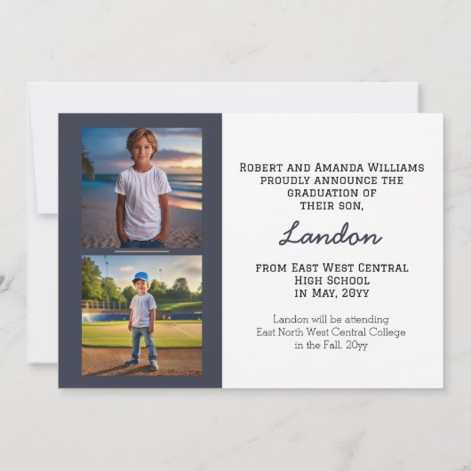 グラッドキャップ彼はそれを行った3写真卒業 案内状 (裏面)