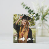 グラッドキャップ金ゴールドタッセル縦写真卒業 サンキューカード (スタンド正面)