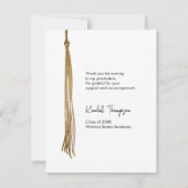 グラッドキャップ金ゴールドタッセル縦写真卒業 サンキューカード (裏面)