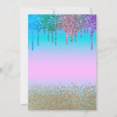 グラッドキャップ、ダイヤモンド、ドリップホログラフィック卒業 招待状 (裏面)